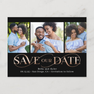 Superb Swirl 3 Photos Save The Date Postcard