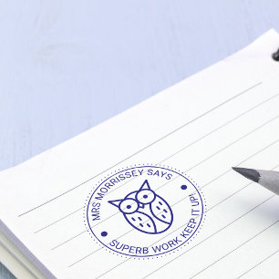 Superb Work Owl Teachers Personalized Self-inking Stamp