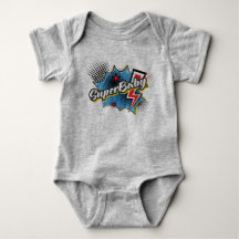 SuperBABY superhero comic bodysuit gift GRAY