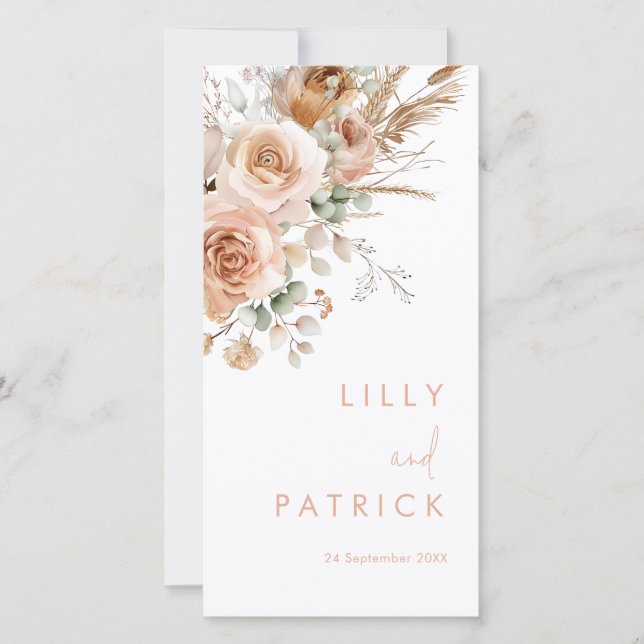 Superbe Boho Floral Wedding Programme (Devant)