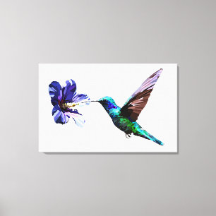 Superbe canevas minimaliste colibri/Hibiscus