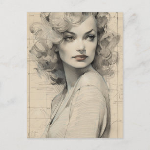 Superbe carte postale femme Vintage