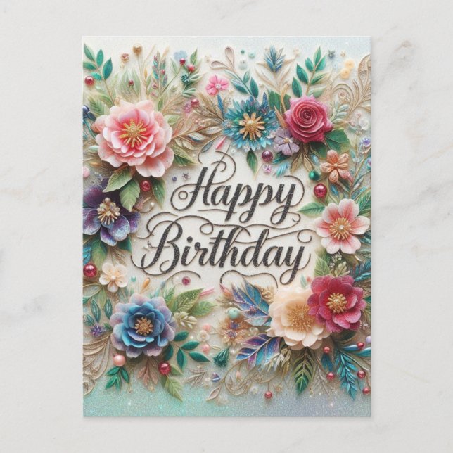 Superbe carte postale Floral Anniversaire (Devant)