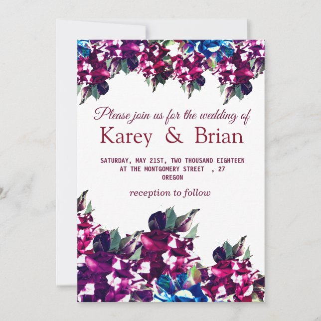 Superbe carte Rose Floral Faire-part de mariage (Devant)
