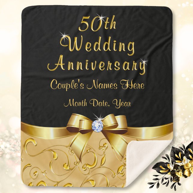 Superbe couverture de lancement du 50e anniversair (Personalized 50th wedding anniversary gift for parents or grandparents. 50th anniversary blanket. )