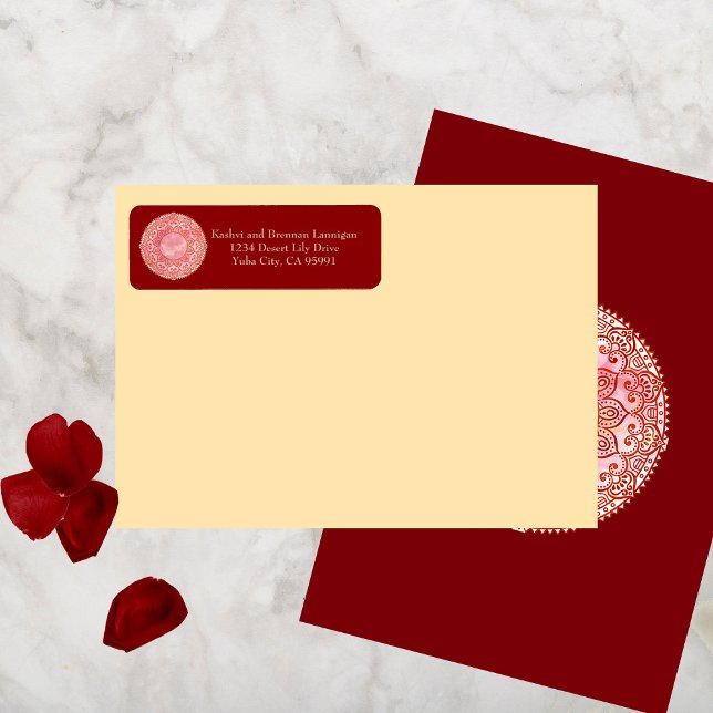 Superbe étiquette d'adresse de retour Mehndi (Créateur téléchargé)