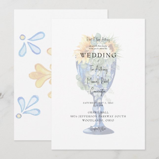 Superbe Faire-part de mariage méditerranéen toscan (Devant / Derrière)