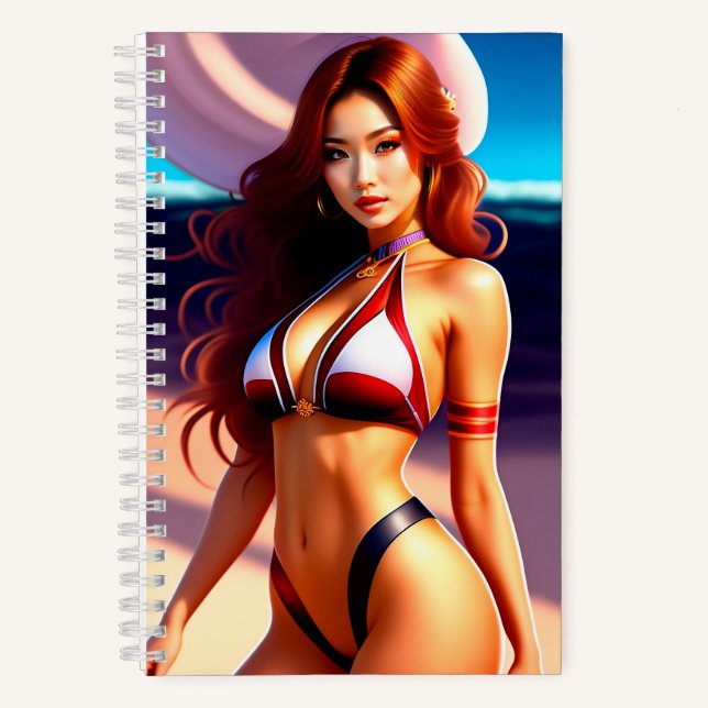 Superbe femelle rousse posant comme Carnet bikini (Recto)