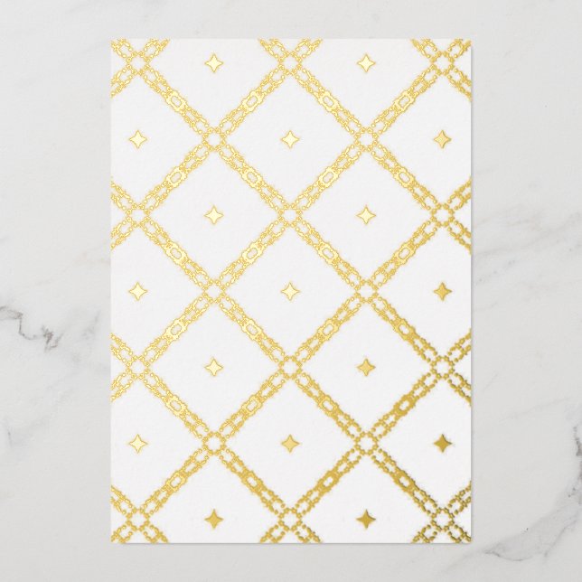 Superbe feuille d'or treillis travail carte de fin (Recto)