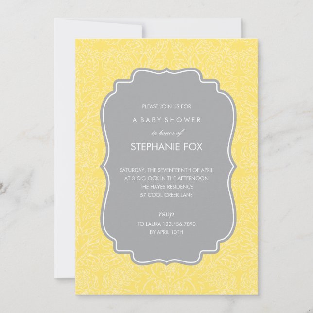 Superbe Floral Party Invitation (Jaune) (Devant)