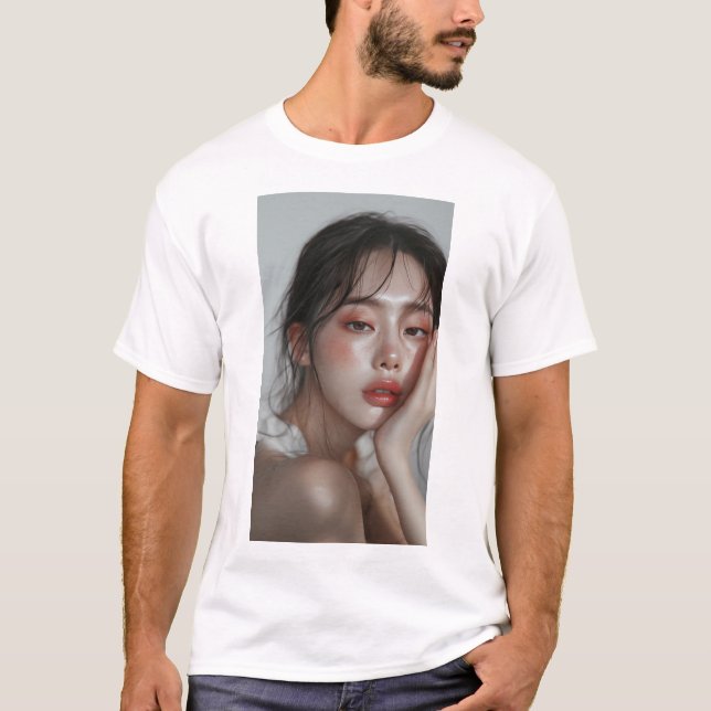 Superbe Modèle Coréen Face Avec T-shirt Maquillage (Devant)
