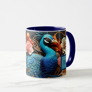 Superbe Monogramme Personnalisé Peacock Mug