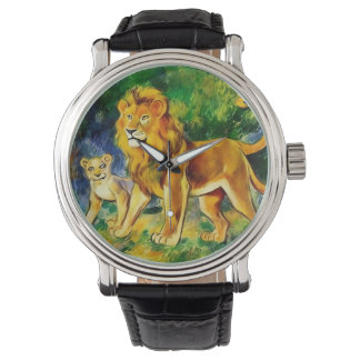 Superbe montre poignet avec Lion Élégant et exotiq