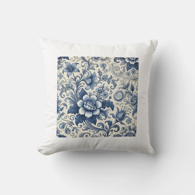 Superbe oreiller à jetons Blue Floral (Recto)