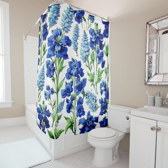 Superbe rideau de douche fleuri (En situation)