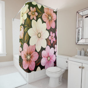 Superbe rideau de douche fleuri