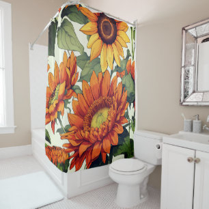 Superbe rideau de douche fleuri