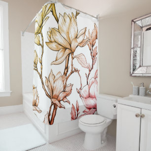 Superbe rideau de douche fleuri