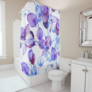 Superbe rideau de douche violet fleuri