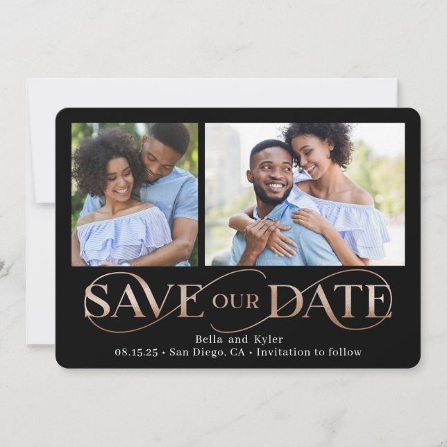 Superbe Swirl 2 Photos Enregistrer La Carte Date (Devant)