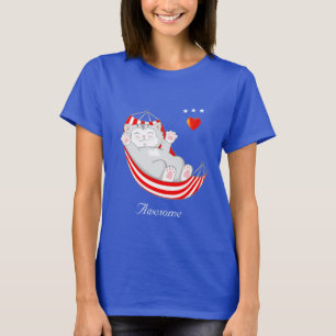 Superbe T-Shirt Chat Mignon dans un Hamac