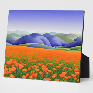 Superblooms   Surreal Poppies Landscape Tabletop Plaque