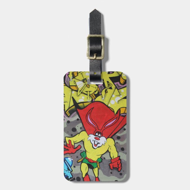 Superbunny Graffiti Luggage Tag (Front Vertical)