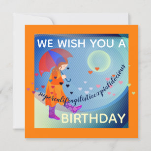Supercalifragilisticexpialidocious birthday girl holiday card