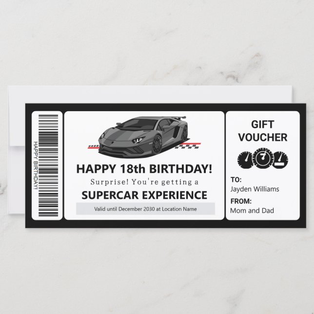 Supercar Experience Voucher Template Certificate (Front)