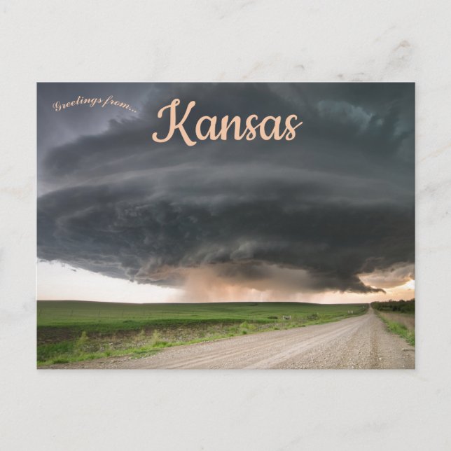 Supercell Thunderstorm Approaches Severy Kansas Postcard (Front)
