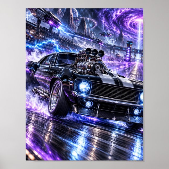 Supercharged Cosmic Muscle Car Poster (Front)