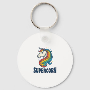 Supercorn Unicorn Vintage Engraving T-Shirt Design Keychain