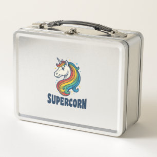 Supercorn Unicorn Vintage Engraving T-Shirt Design Metal Lunch Box