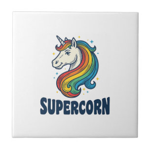Supercorn Unicorn Vintage Engraving T-Shirt Design Tile