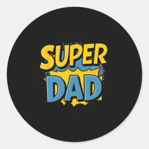 Superdad Funny Superhero Dad Design Costume For Fa Classic Round Sticker