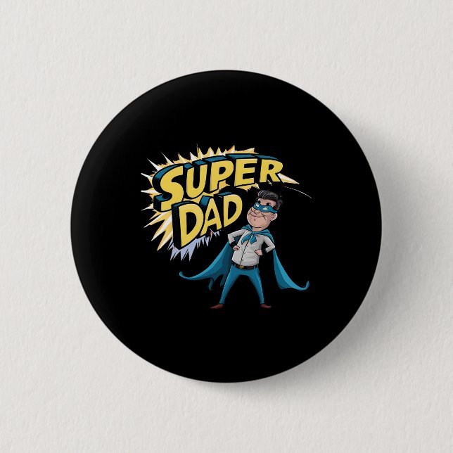 Superdad Funny Superhero Dad Present Costume For F 2 Inch Round Button (Front)