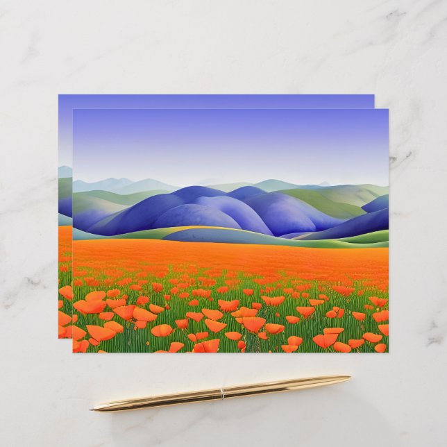 Superfleurs | Papier à scandale Surreal Poppies (Devant/Arrière en situation)