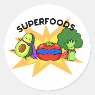 Superfoods Funny Vegetable Pun  Classic Round Sticker