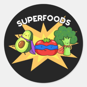 Superfoods Funny Vegetable Pun Dark BG Classic Round Sticker