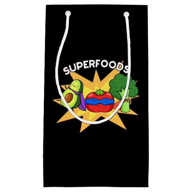 Superfoods Funny Vegetable Pun Dark BG Small Gift Bag (Front)