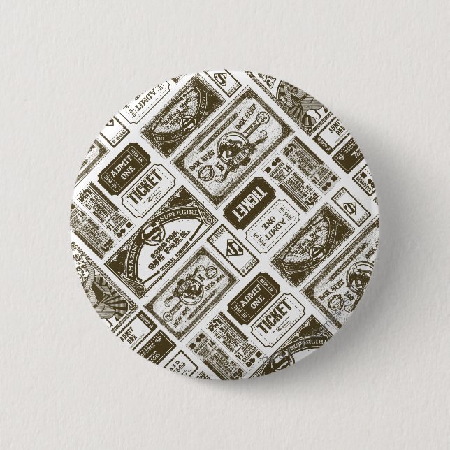 Supergirl Admit One Pattern Brown 2 Inch Round Button (Front)