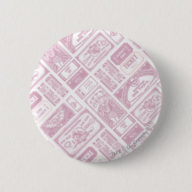 Supergirl Admit One Pattern Pink 2 Inch Round Button (Front)