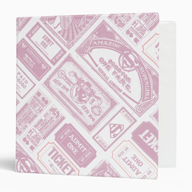 Supergirl Admit One Pattern Pink Binder (Front/Inside)