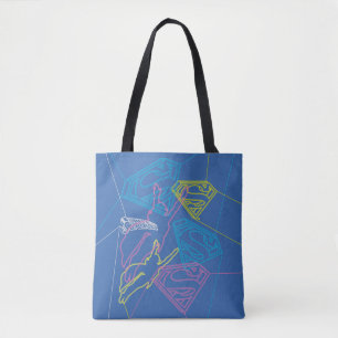 Supergirl and Logo Colored Outlines Tote Bag