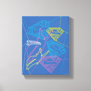 Supergirl and Logo Coloured Outlines Canvas Print