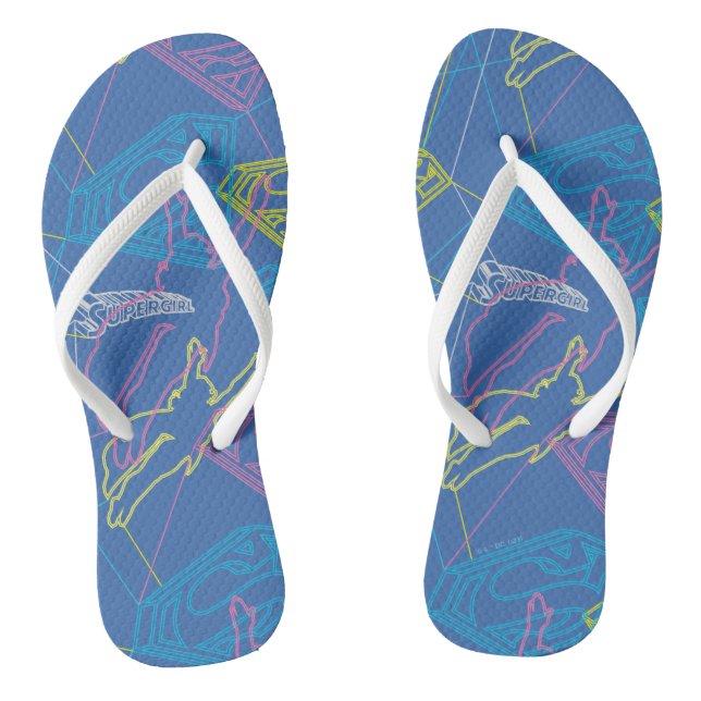 Supergirl and Logo Coloured Outlines Flip Flops (Footbed)