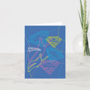 Supergirl and Logo Coloured Outlines Note Card