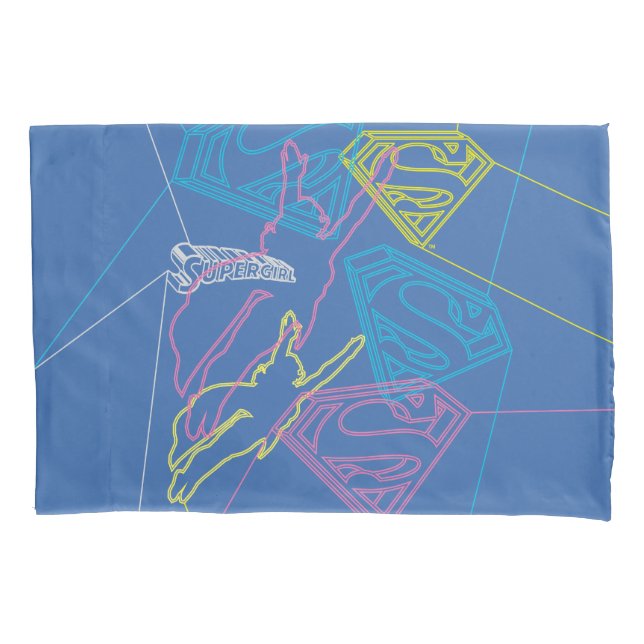Supergirl and Logo Coloured Outlines Pillowcase (Front)