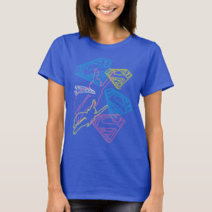 Supergirl and Logo Coloured Outlines T-Shirt