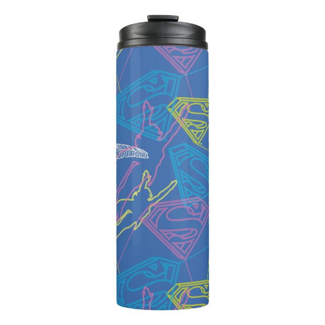 Supergirl and Logo Coloured Outlines Thermal Tumbler (Front)